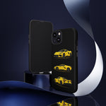 C8 Phone Case Yellow, Three-View Vector Cover, Gift for Vette Drivers