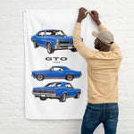 1966 GTO Wall Flag Banner 34x56 Blue Hardtop Redline Tires 3 View