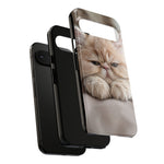 Persian Kitten Phone Case, Sleepy Macro Close-Up Portrait Cover
