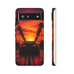 Matte Black MK4 Supra Sunset Tough Phone Case - Palm Silhouette