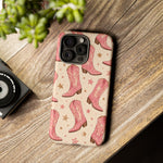 Pink Cowboy Boots phone case | Western pattern | Pastel stars