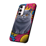 British Shorthair Round Pop Art Tough Phone Case