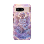 Cherub Cloud Throne Phone Case, Pastel Marble 3D Render Cover