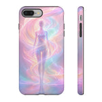 Pastel Aura Phone Case, Swirling Silhouette 3D Cover, Gift