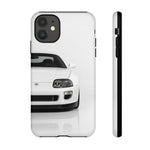 White MK4 Supra Phone Case, Retro 90s JDM Tough Cover for Car Enthusiasts