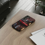 Red FD RX-7 Blossom Alley Tough Phone Case - Rain-Slicked Night