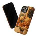 Sleeping French Bulldog with Croissants phone case | cute bakery scene