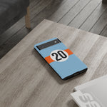 Copy of Blue Orange Number 20 Retro Racing Stripe Tough Phone Case Cover