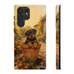 Rottweiler Puppy in Flower Pot Tough Case | Floral Dog Phone Cover