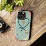 Stethoscope Heart Phone Case, Nurse Icon Teal Cover