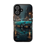 Vintage Teal 1957 Bel Air Classic Car Tough Case | Retro Rainy City Phone Cover
