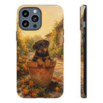 Rottweiler Puppy in Flower Pot Tough Case | Floral Dog Phone Cover