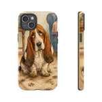 Guilty Basset Hound Phone Case, Muddy Watercolor Art Cover