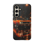 Orange Cuda Phone Case, Rainy City Night Muscle Car Tough Cover