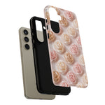 Silk Rose Phone Case, Blush Pink Floral Pattern Tough Cover, Gift
