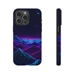 Retro Neon Mountains Phone Case | Vaporwave Galaxy Landscape