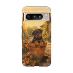 Rottweiler Puppy in Flower Pot Tough Case | Floral Dog Phone Cover