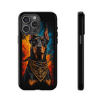 Doberman Bandana Portrait Tough Phone Case - Color Splash