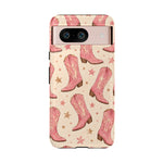 Pink Cowboy Boots phone case | Western pattern | Pastel stars