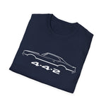 1970 442 Classic Muscle Car Outline T-Shirt Line Art Silhouette Emblem Car Fan Gift