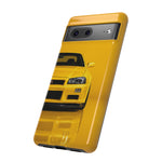 Yellow Skyline Phone Case, R34 GTR 90s JDM Legend Tough Cover for Men Gift