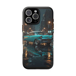 Vintage Teal 1957 Bel Air Classic Car Tough Case | Retro Rainy City Phone Cover