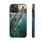 Striped Bass Phone Case, Sunset Topwater Strike Cover for Anglers