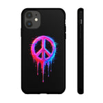 Glitch Peace Sign Phone Case, RGB Melt Digital Art Tough Cover, Gift