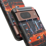 Orange Supra Phone Case, Neon City Night JDM Sports Car Tough Cover