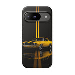 Yellow Camaro Z28 Phone Case, Classic Muscle Car Studio Stripe Cover