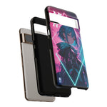 Anime Girl Phone Case Teal, Neon Kanji Calm Gradient Tough Cover