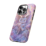 Cherub Cloud Throne Phone Case, Pastel Marble 3D Render Cover