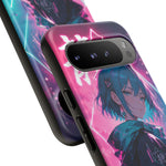 Anime Girl Phone Case Teal, Neon Kanji Calm Gradient Tough Cover