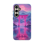 Neon Torii Gate Mountain Vaporwave Art Tough Phone Case