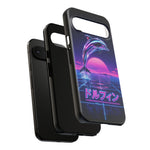 Neon Dolphin Retro Wave Tough Case | Vaporwave Japanese Text, 80s Synth Sunset