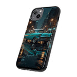 Vintage Teal 1957 Bel Air Classic Car Tough Case | Retro Rainy City Phone Cover