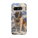 Saint Bernard Dog Phone Case | Mountain Snow Scene, Protective Tough Case