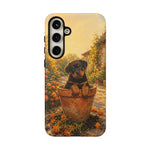 Rottweiler Puppy in Flower Pot Tough Case | Floral Dog Phone Cover