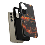 Orange Cuda Phone Case, Rainy City Night Muscle Car Tough Cover