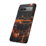 Orange Cuda Phone Case, Rainy City Night Muscle Car Tough Cover