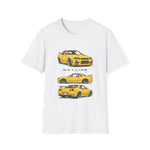 Yellow 1999 Skyline Illustration JDM T-Shirt | R34 GTR Car Trio