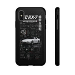 White FC RX7 Phone Case, Rotary JDM Infographic Spec Cover