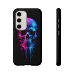 Neon Glitch Skull Phone Case, Dripping Paint Scanline Cover