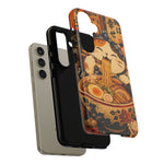 Ramen Cat Phone Case, Slurping Noodles Folk Art Cover, Gift