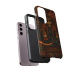 DJ Cat Phone Case, Glowing Turntables Folk Art Cover