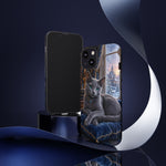 Regal Russian Blue Cat on Cushion Phone Case | Winter Castle Scene