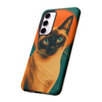 Siamese Cat Retro Halftone Portrait Case - Orange Teal Print