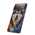 Alaskan Malamute Portrait Tough Phone Case - Vivid Paint Splatter