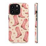 Pink Cowboy Boots phone case | Western pattern | Pastel stars