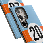 Copy of Blue Orange Number 20 Retro Racing Stripe Tough Phone Case Cover